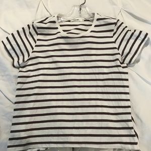 Open tie back striped top